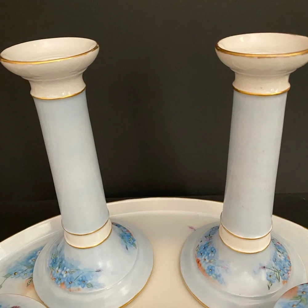 Vintage Haviland NV Hand Painted Dresser Set Of 6 Vanity Tray Porcelain Limoges